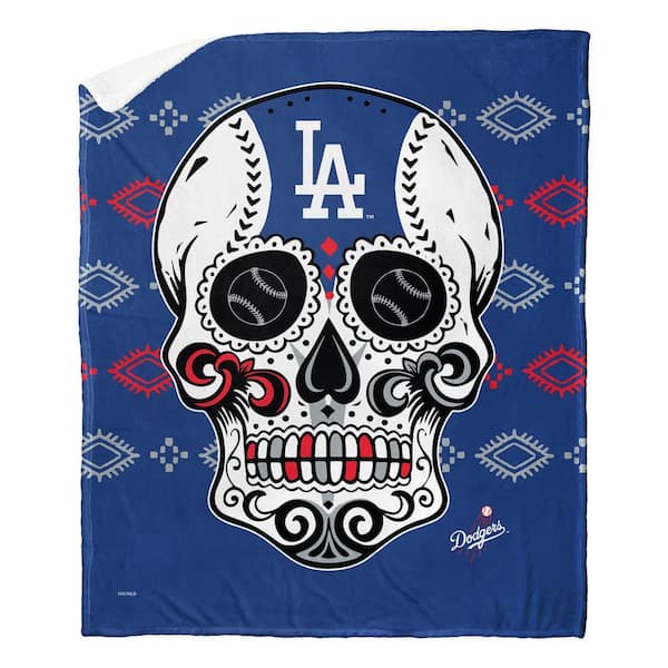 MLB Dodgers Candy Skull Silk Touch Sherpa Multicolor Throw