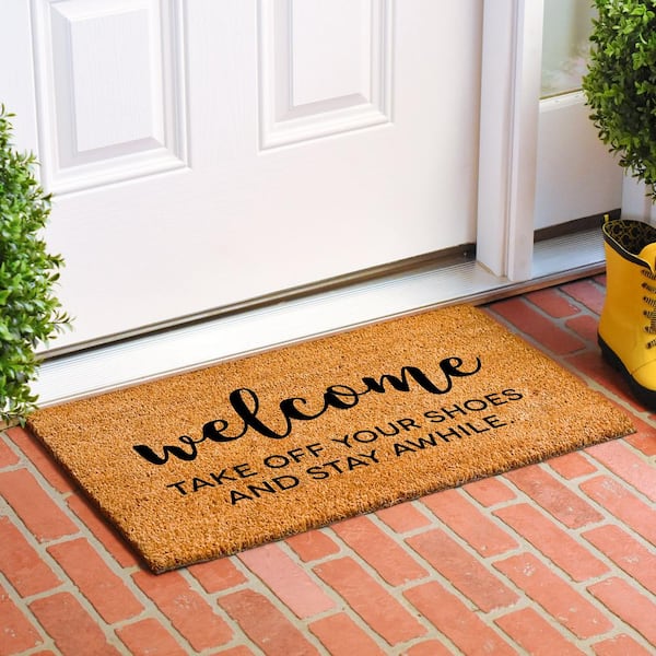 Take Off Your Shoes and Stay A while Doormat, 24" x 48"