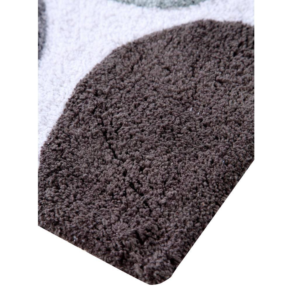 Gray Pebble Stone Cotton Bath Rug with Non-Skid Backing