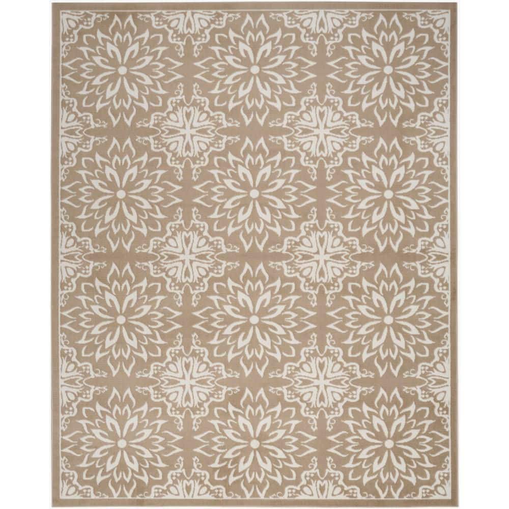 Taupe Floral Synthetic Rectangular 8' x 10' Area Rug