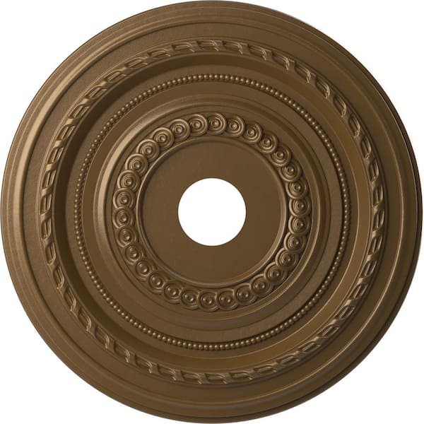 Ekena Millwork 22" OD x 3-1/2" ID x 1" P Cole Thermoformed PVC Ceiling Medallion (Fits Canopies up to 6") in Metallic Champagne Bronze