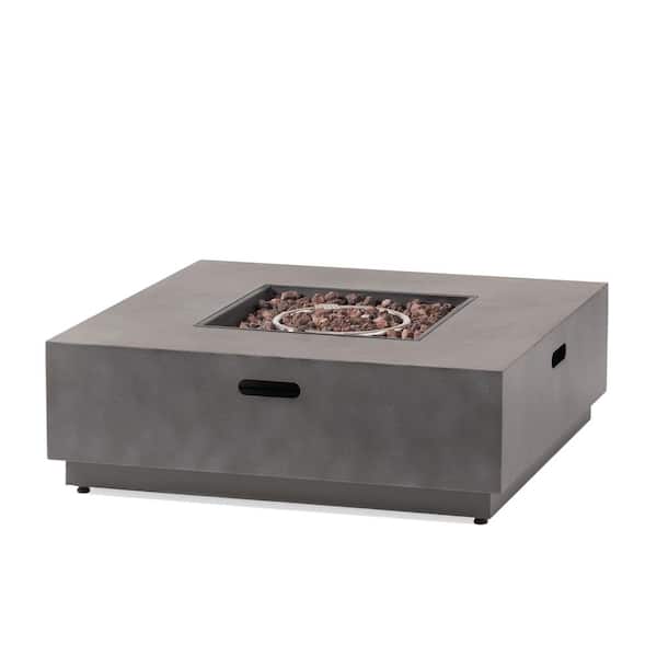 Noble House Reign Concrete Square Metal Outdoor Patio Fire Pit (No Tank Holder)