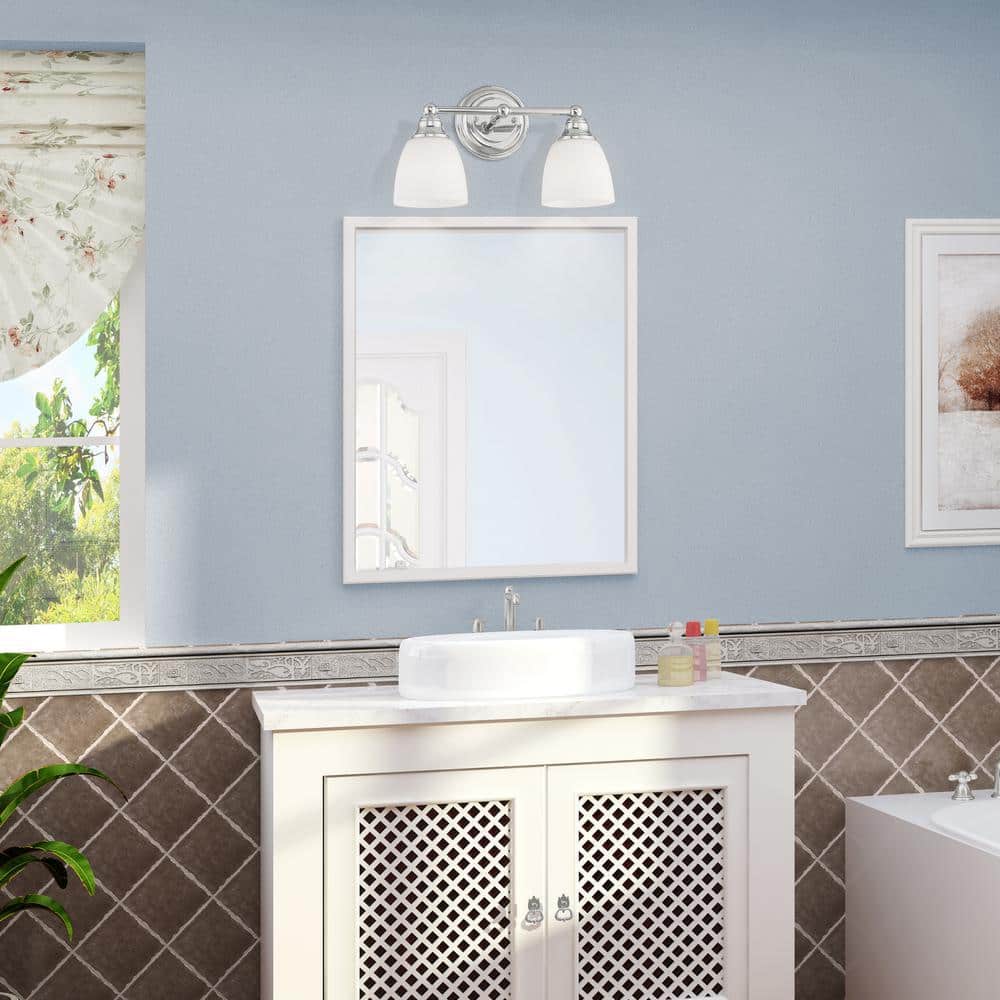 Polished Chrome 2-Light Vanity with Satin Opal Glass