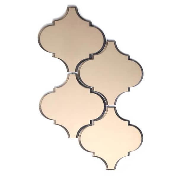 null Reflections Gold Big Lantern Arabesque Mosaic 5 in. x 5 in. Glass Mirror Mesh Mounted Wall Tile (5 sq. ft./Case)