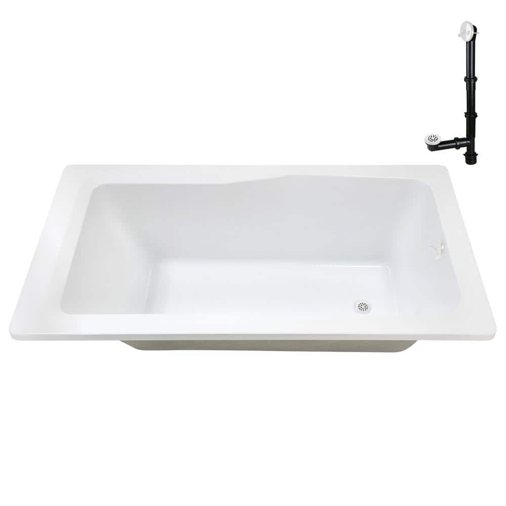 60'' x 32'' Glossy White Acrylic Soaking Drop-In Bathtub