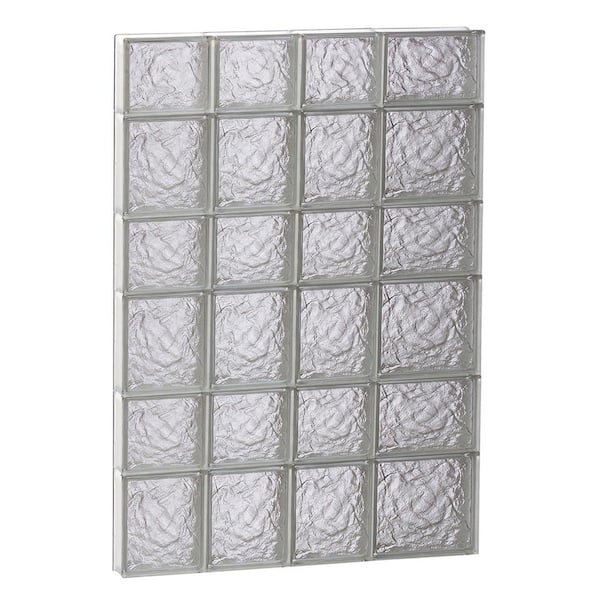 Clearly Secure 25 in. x 40.5 in. x 3.125 in. Frameless Ice Pattern Non-Vented Glass Block Window