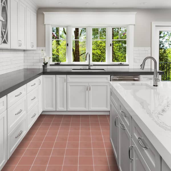 Solid Square Terracotta / Matte 8 in. x 8 in. Cement Handmade Floor and Wall Tile (Box of 8 / 3.45 sq. ft.)