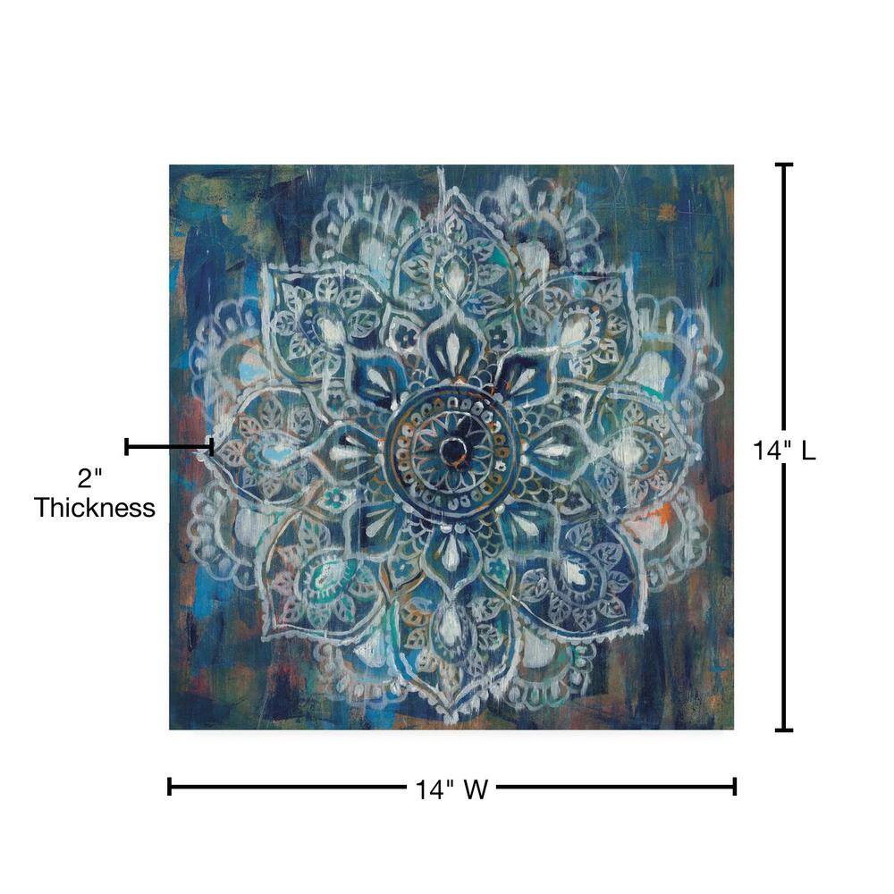 Blue and White Mandala Abstract Canvas Art 14x14