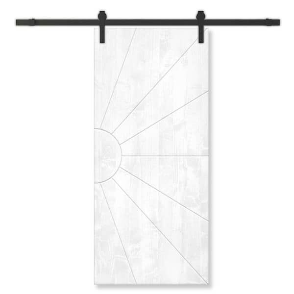 CALHOME 24 in. x 84 in. White Stained Pine Wood Modern Interior Sliding Barn Door with Hardware Kit