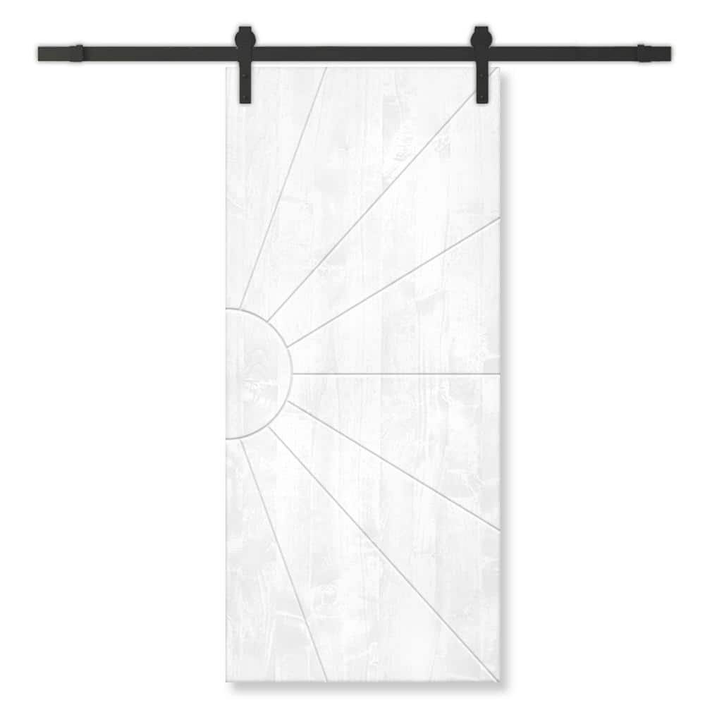 42 in. x 84 in. White Stained Pine Wood Modern Interior Sliding Barn Door with Hardware Kit price history on PriceWatchPro