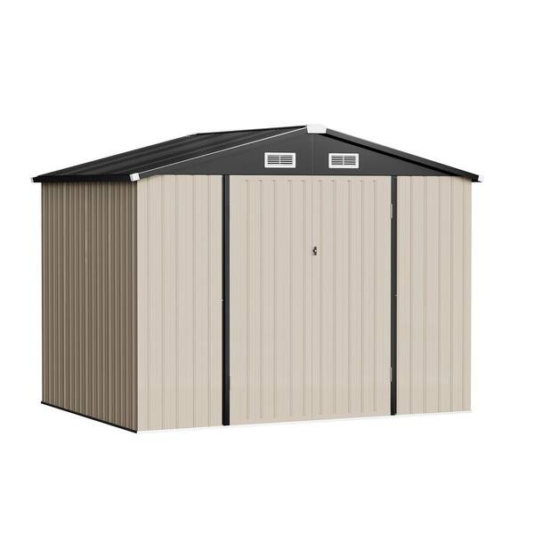 Mondawe Happy 8 ft. W x 6 ft. D Utility Lawn Galvanized Metal Storage Shed  Double Doors with Lock in Brown (44 sq. ft.) MD-TX196AAD - The Home Depot