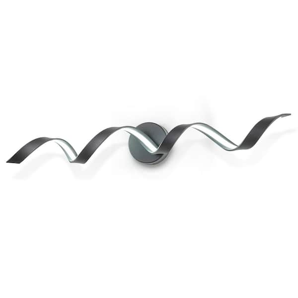 EDISLIVE Miron 31.5 in. 1-Light Black Modern LED Vanity Light 20-Watt 6000K Spiral Design Wall Light Fixture