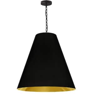 Anaya 100-Watt 1-Light Matte Black Shaded Pendant Light with Fabric Shade