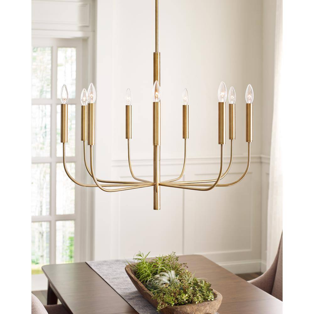 Brianna Elegant Burnished Brass 9-Light Chandelier by Ellen DeGeneres