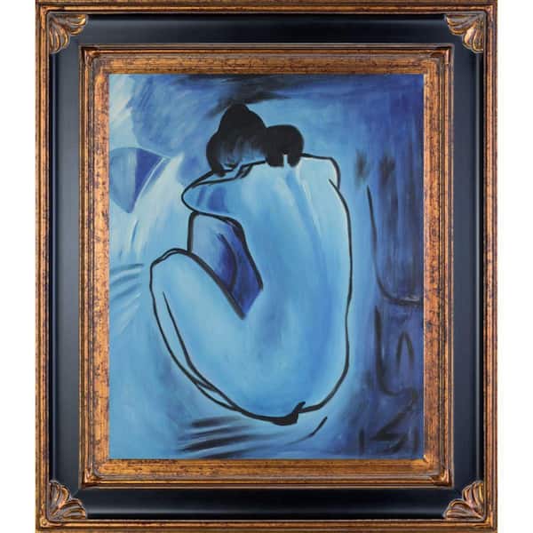 LA PASTICHE Blue Nude by Pablo Picasso Corinthian Gold Framed People Oil Painting Art Print 30 in. x 34 in.
