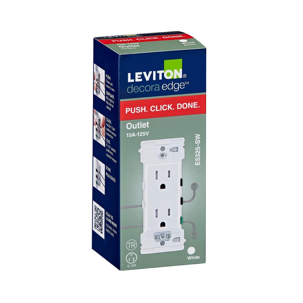 White Tamper Resistant Duplex Outlet with Wall Plate