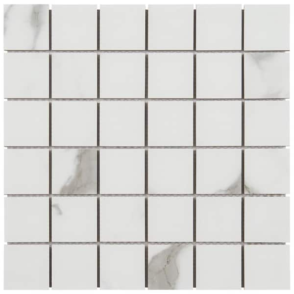 Ivy Hill Tile Saroshi Statuario Valley 4 in. x 0.33 in. Matte Porcelain ...