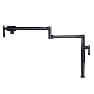 Solid Brass Deck Mount Pot Filler Faucet, Pot Filler with Stretchable Double Joint Swing Arm in Oil Rubbed Bronze