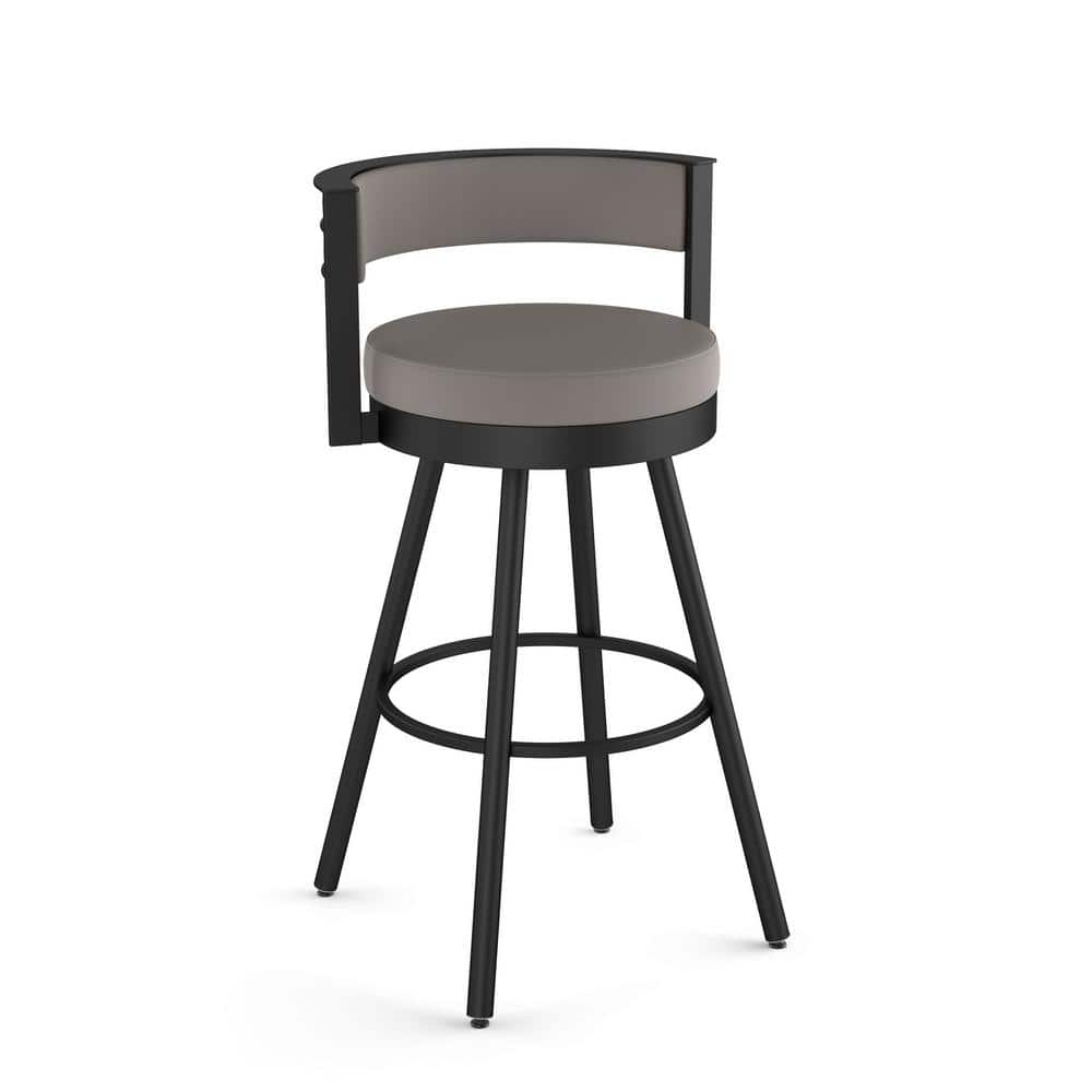 Eller 33.5" Modern Swivel Counter Stool in Taupe Grey Faux Leather
