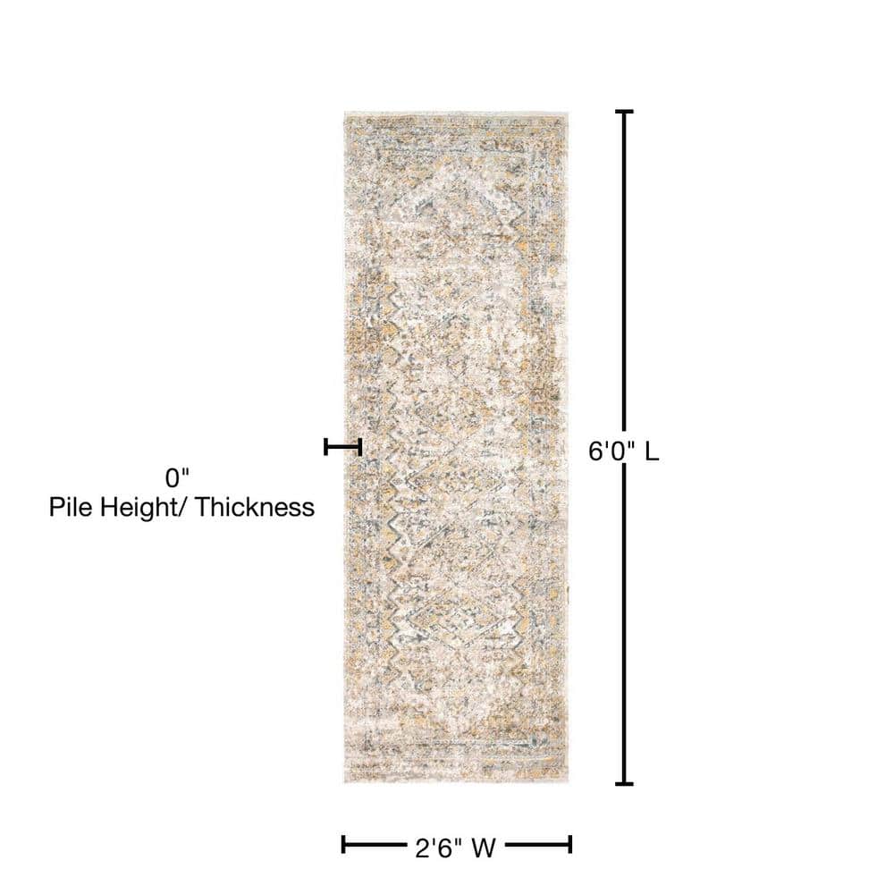 Nuloom Gold and Beige Vintage Medallion Runner Rug