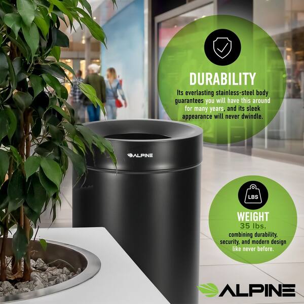 Alpine Industries 54 Gal. Black Stainless Steel Recycling and
