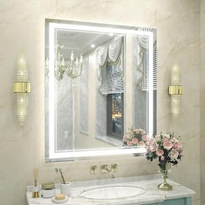 30 in. W x 36 in. H Rectangular Frameless 192 LEDs/m Front Lighted Anti-Fog Tempered Glass Wall Bathroom Vanity Mirror