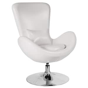 White Leather Egg Series Reception-Lounge-Side Chair