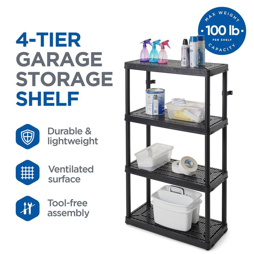 Maxit Black 4-Shelf Adjustable Ventilated Shelving Unit