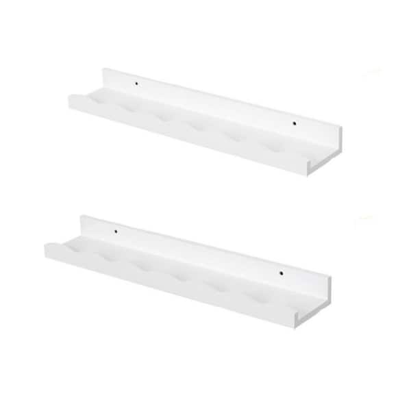 24 in. W x 4.9 in. D White Book Shelves Decorative Wall Shelf (Set of 2)