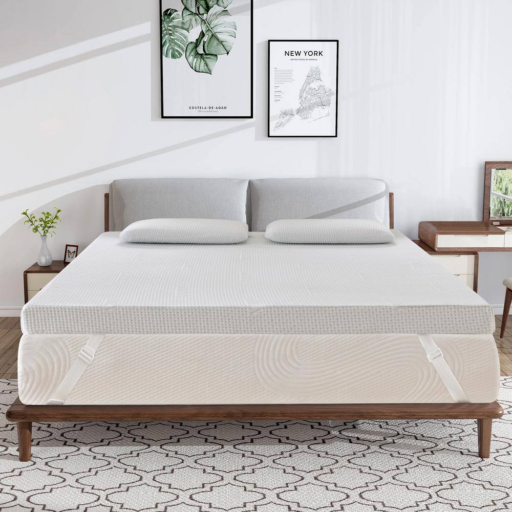 SUBRTEX Medium 4 in. California King Gel Memory Foam Mattress Topper