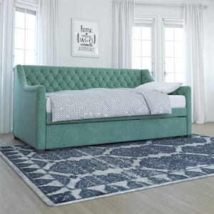 Monarch Hill Ambrosia Teal Velvet Upholstered Twin Daybed and Trundle