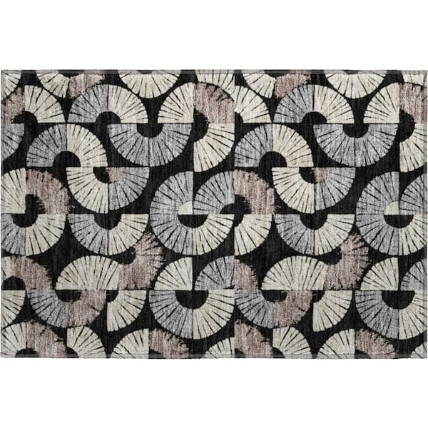 Mayfield Premium Machine Washable Abstract AMF2462 Black 2 ft. x 3 ft. Accent Rug