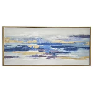 1- Panel Abstract Framed Wall Art with Gold Frame 32 in. x 71 in.
