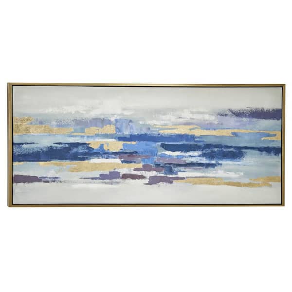 1- Panel Abstract Framed Wall Art with Gold Frame 32 in. x 71 in.