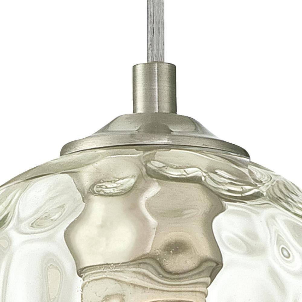 Brushed Nickel Mini Pendant with Clear Hammered Glass Shade