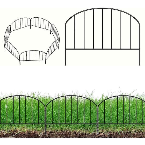 Oumilen 12.4 in. H x 9.5 ft. L, Black Metal 7 Panels No Dig Garden Fence Animal Barrier Decorative Border Garden Fence