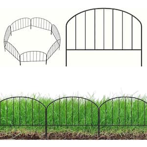 7 Panels No Dig Garden Fence Animal Barrier 12.4in (H) x 9.5ft (L), Black Metal Decorative Border Garden Fence