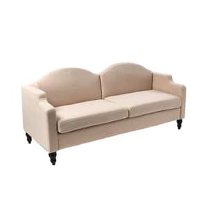 Washington 71.63 in. Square Arm Polyester Rectangle Sofa in Beige