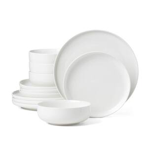 24 7 White 12-Piece White Porcelain Dinnerware (Set Service For 4)