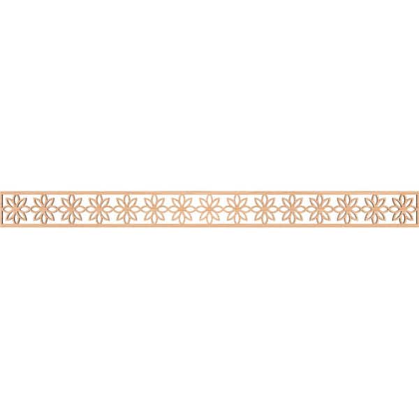 Ekena Millwork Daisy Fretwork 0.25 in. D x 46.375 in. W x 4 in. L Hickory Wood Panel Moulding