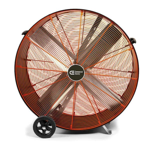 36 in. Dent-Resistant Drum Fan in Black with Wheels, Built-in Handles, and 7.5 ft. Power Cord