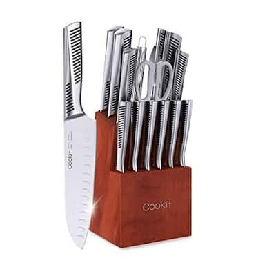 MARTHA STEWART Stainless Steel 14-Piece Cutlery and Knife Block Set in  Black 985118556M - The Home Depot