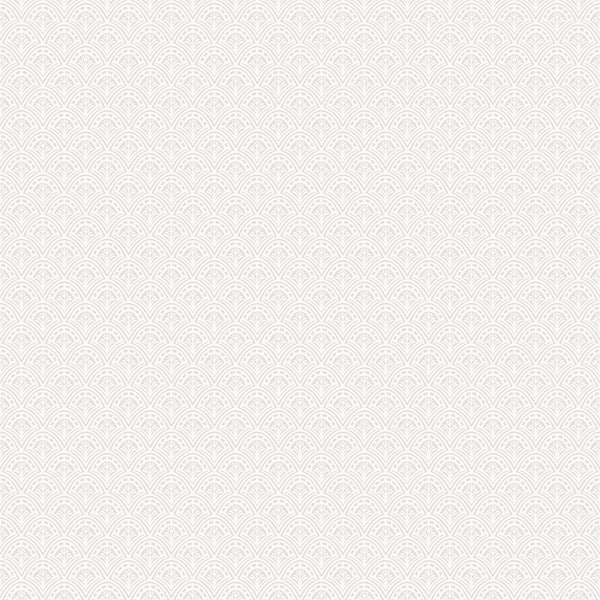 A-Street Prints Athena Light Grey Scalloped Botanical Paper Matte Non-Pasted Wallpaper Roll