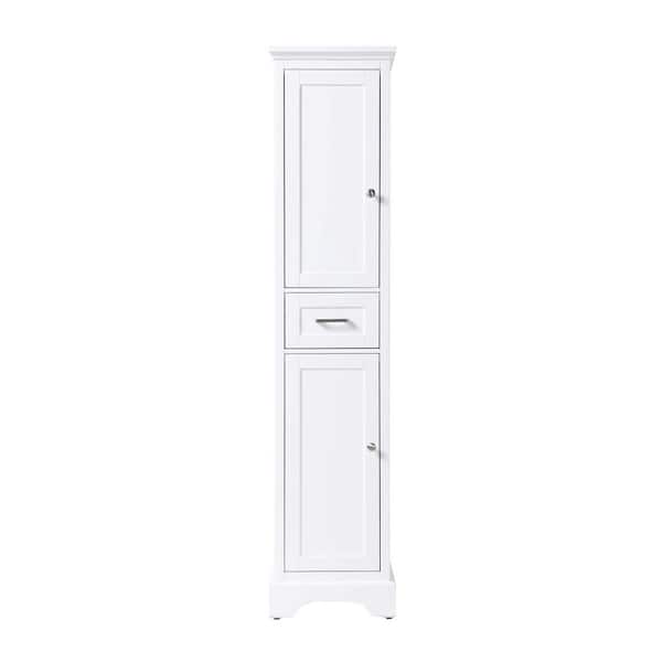 16 in. W x 20 in. D x 72 in. H White Freestanding Linen Cabinet
