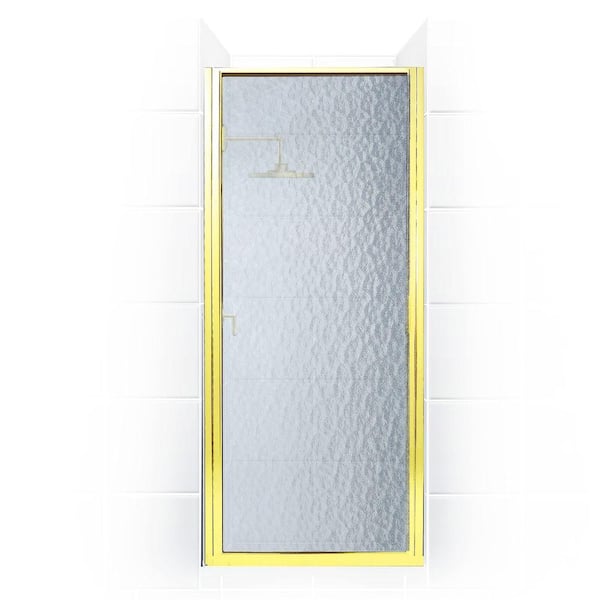 Coastal Shower Doors Paragon Series 24 in. x 69 in. Framed Continuous Hinged Shower Door in Gold with Aquatex Glass