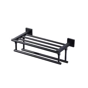 16 in. Wall Mounted Double Towel Bar in Black