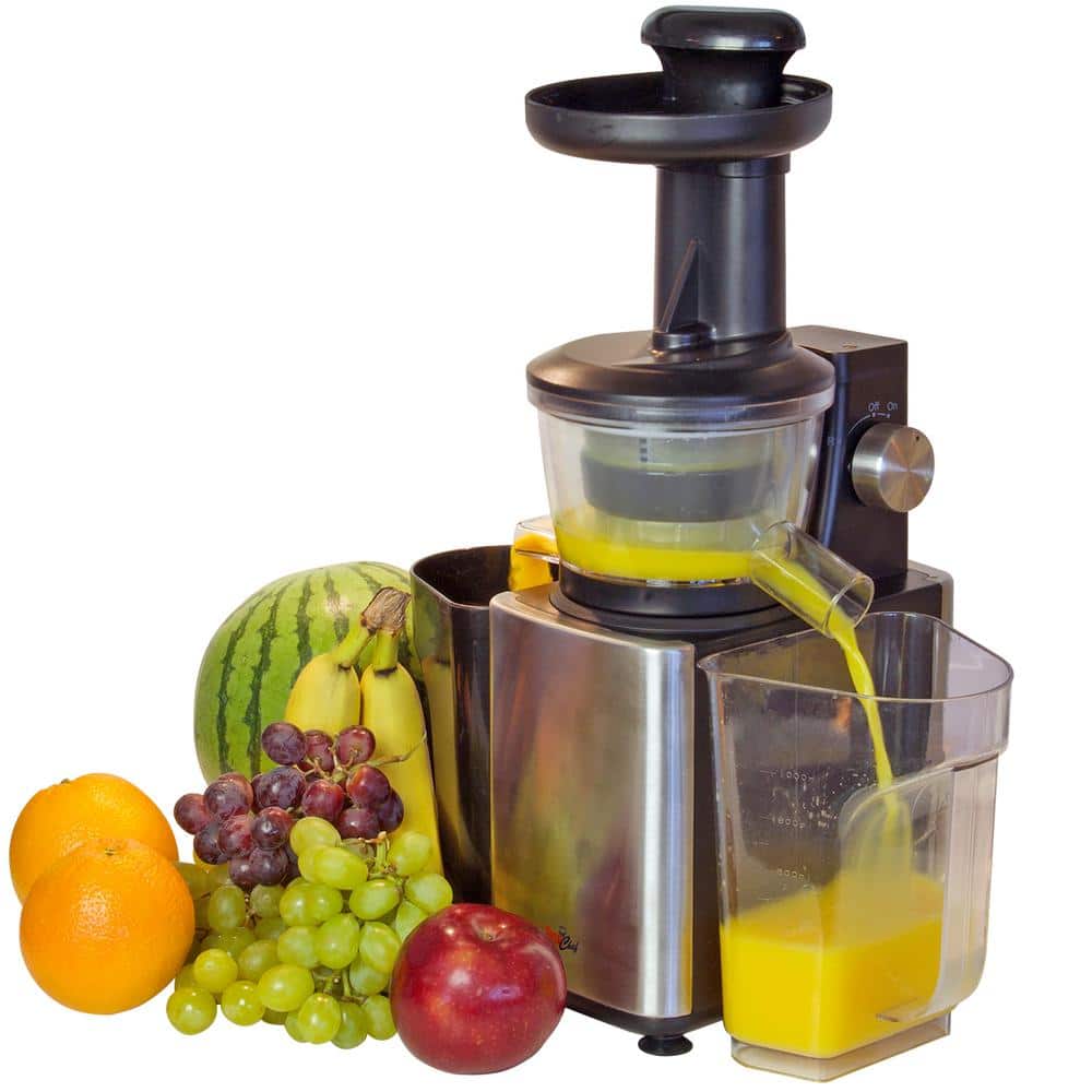 Total Chef Slow Juicer, Cold Press Juicing Machine for High Quality Nutrient-Dense Juice, Black and stainless steel