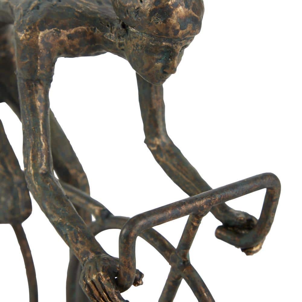 Bronze Cyclist 11" Metal Sculpture with Artistic Ambiance