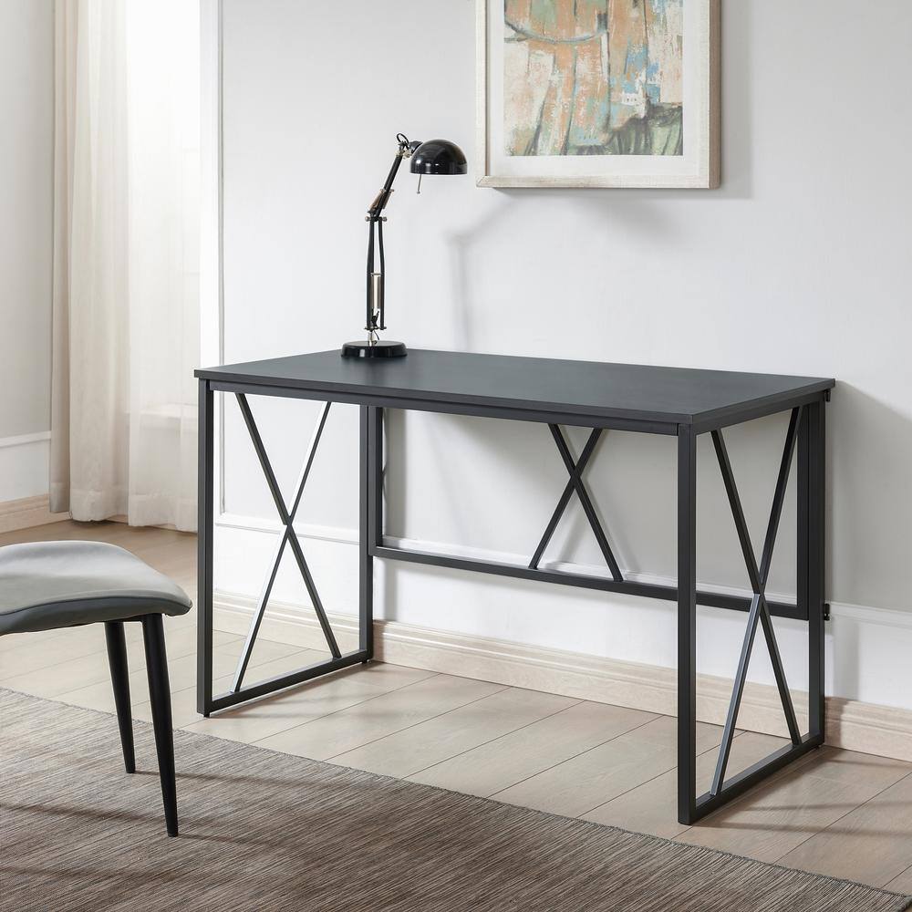 Herringbone Matte Black 48" Collapsible X Writing Desk