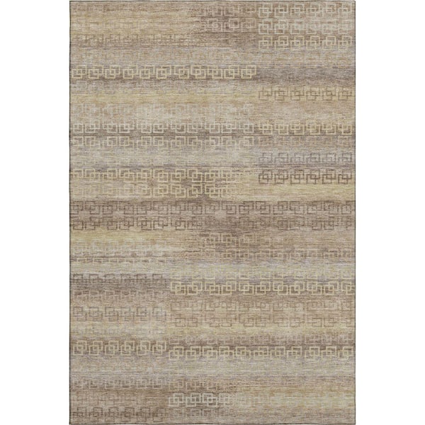 Mayfield Premium Machine Washable Abstract AMF2029 Beige 5 ft. x 7 ft. 6 in. Area Rug